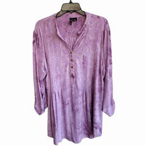 Pleated Front Panel Top in Lilac - 2X